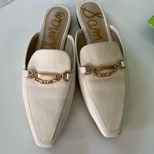 Sam Edelman Ivory Leather 8 1/2 Mules